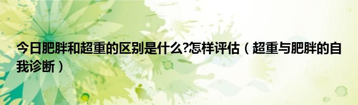 今日肥胖和超重的区别是什么?怎样评估(超重与肥胖的自我诊断)