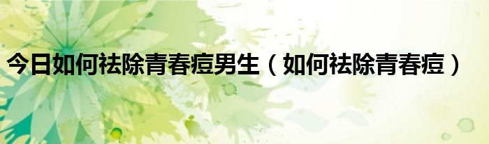 今日如何祛除青春痘男生(如何祛除青春痘)