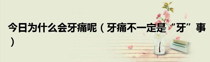 今日为什么会牙痛呢(牙痛不一定是“牙”事)