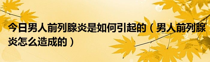 今日男人前列腺炎是如何引起的(男人前列腺炎怎么造成的)