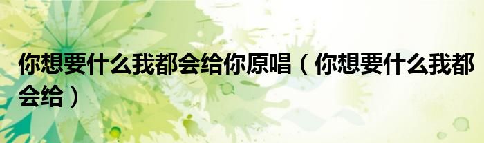 你想要什么我都会给你原唱(你想要什么我都会给)