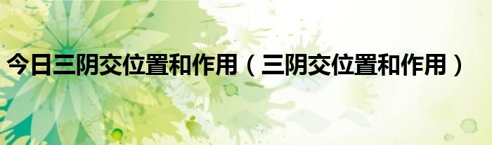 今日三阴交位置和作用(三阴交位置和作用)