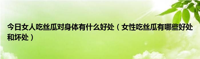 今日女人吃丝瓜对身体有什么好处(女性吃丝瓜有哪些好处和坏处)