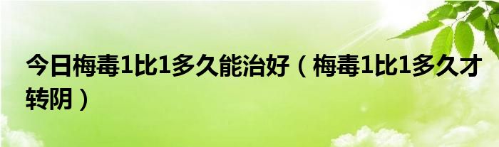 今日梅毒1比1多久能治好(梅毒1比1多久才转阴)