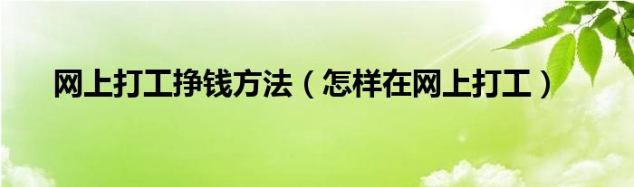 网上打工挣钱方法（怎样在网上打工）