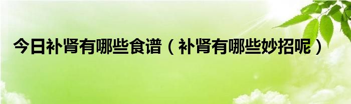 今日补肾有哪些食谱（补肾有哪些妙招呢）