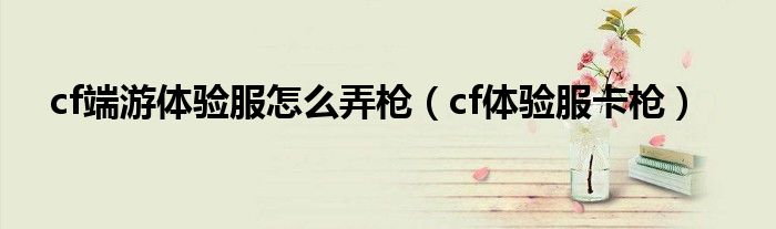 cf端游体验服怎么弄枪(cf体验服卡枪)