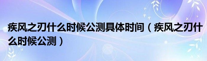 疾风之刃什么时候公测具体时间（疾风之刃什么时候公测）