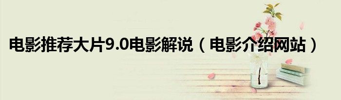 电影推荐大片9.0电影解说(电影介绍网站)