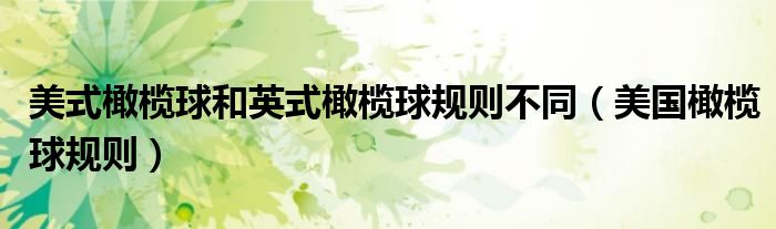 美式橄榄球和英式橄榄球规则不同(美国橄榄球规则)