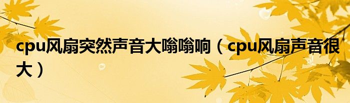 cpu风扇突然声音大嗡嗡响(cpu风扇声音很大)