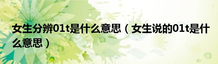 女生分辨01t是什么意思(女生说的01t是什么意思)