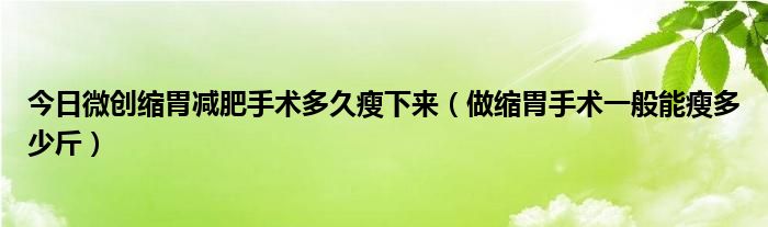 今日微创缩胃减肥手术多久瘦下来(做缩胃手术一般能瘦多少斤)