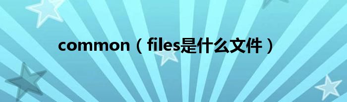 common（files是什么文件）