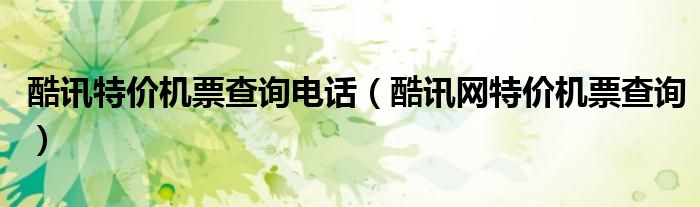 酷讯特价机票查询电话(酷讯网特价机票查询)
