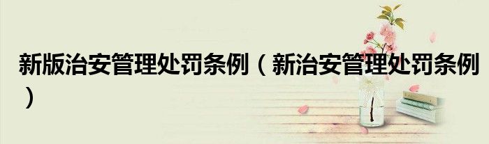 新版治安管理处罚条例(新治安管理处罚条例)