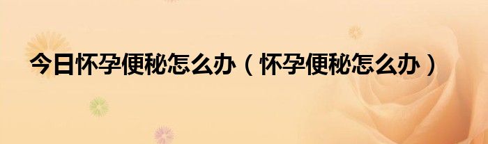 今日怀孕便秘怎么办(怀孕便秘怎么办)