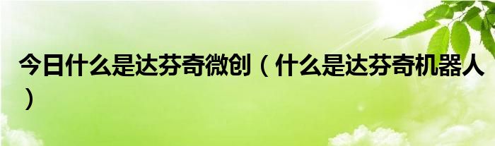 今日什么是达芬奇微创（什么是达芬奇机器人）