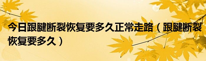 今日跟腱断裂恢复要多久正常走路(跟腱断裂恢复要多久)