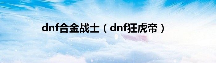 dnf合金战士（dnf狂虎帝）