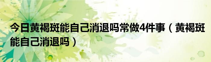 今日黄褐斑能自己消退吗常做4件事(黄褐斑能自己消退吗)