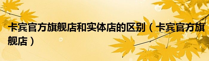 卡宾官方旗舰店和实体店的区别（卡宾官方旗舰店）
