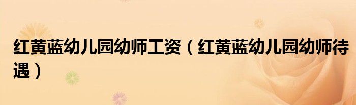 红黄蓝幼儿园幼师工资（红黄蓝幼儿园幼师待遇）