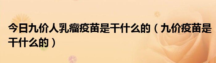 今日九价人乳瘤疫苗是干什么的(九价疫苗是干什么的)