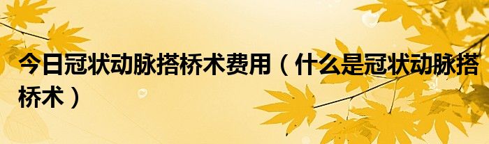 今日冠状动脉搭桥术费用(什么是冠状动脉搭桥术)