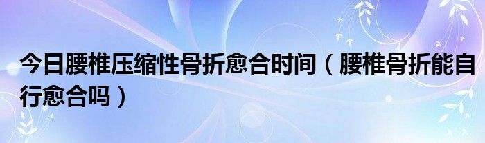 今日腰椎压缩性骨折愈合时间(腰椎骨折能自行愈合吗)
