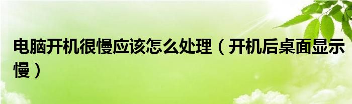电脑开机很慢应该怎么处理（开机后桌面显示慢）