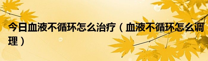 今日血液不循环怎么治疗(血液不循环怎么调理)