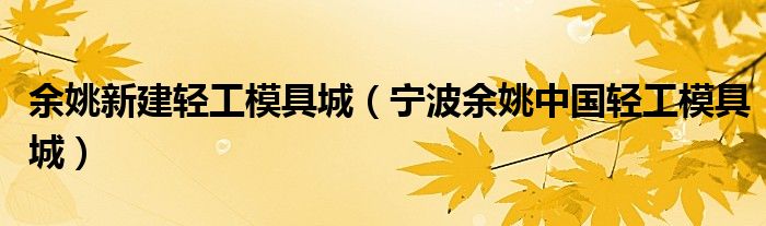 余姚新建轻工模具城(宁波余姚中国轻工模具城)