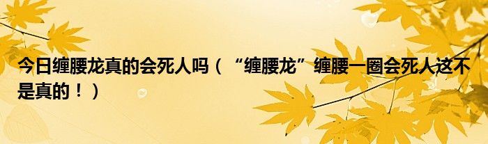 今日缠腰龙真的会死人吗(“缠腰龙”缠腰一圈会死人这不是真的!)