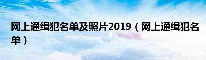 网上通缉犯名单及照片2019（网上通缉犯名单）