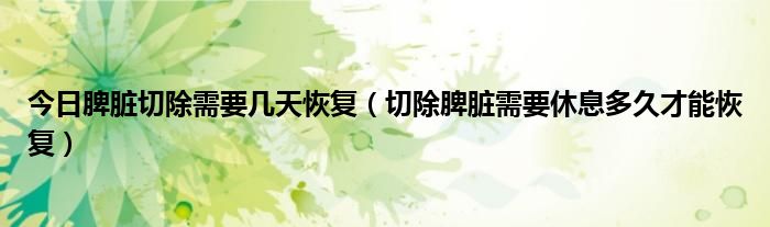 今日脾脏切除需要几天恢复(切除脾脏需要休息多久才能恢复)