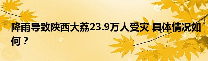降雨导致陕西大荔23.9万人受灾 具体情况如何?