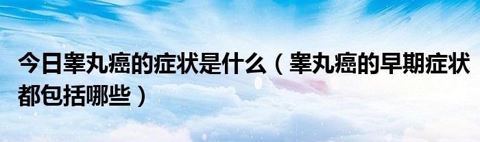 今日睾丸癌的症状是什么(睾丸癌的早期症状都包括哪些)