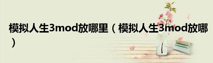 模拟人生3mod放哪里(模拟人生3mod放哪)