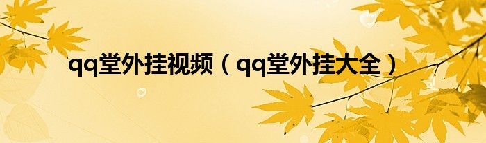 qq堂外挂视频(qq堂外挂大全)