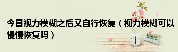 今日视力模糊之后又自行恢复(视力模糊可以慢慢恢复吗)