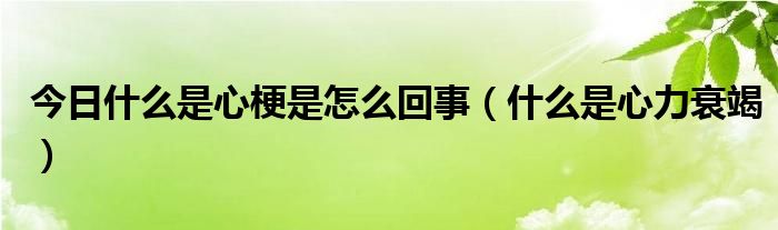 今日什么是心梗是怎么回事(什么是心力衰竭)
