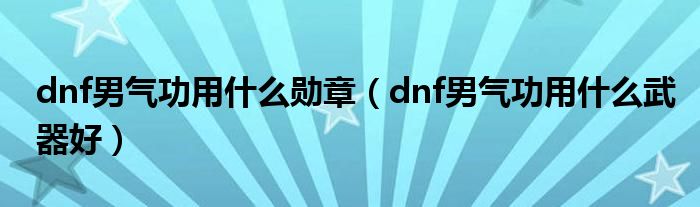 dnf男气功用什么勋章(dnf男气功用什么武器好)