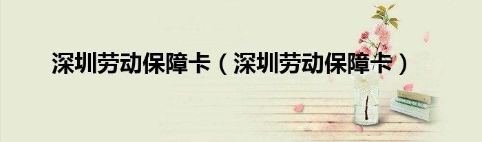 深圳劳动保障卡(深圳劳动保障卡)