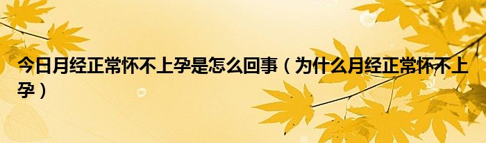 今日月经正常怀不上孕是怎么回事(为什么月经正常怀不上孕)
