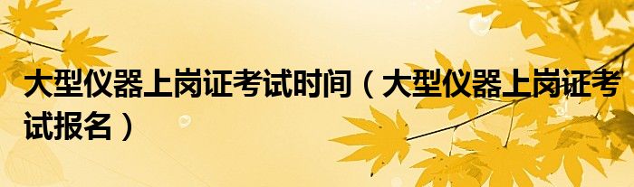 大型仪器上岗证考试时间(大型仪器上岗证考试报名)