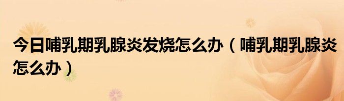 今日哺乳期乳腺炎发烧怎么办(哺乳期乳腺炎怎么办)