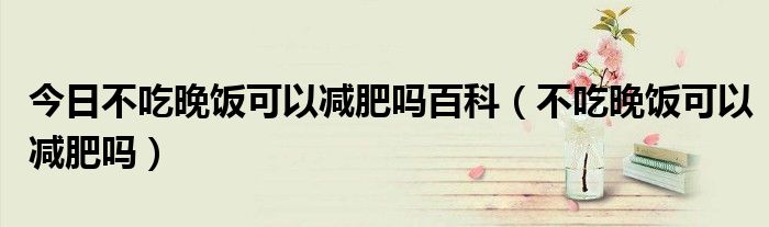 今日不吃晚饭可以减肥吗百科(不吃晚饭可以减肥吗)