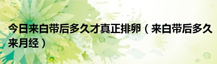 今日来白带后多久才真正排卵(来白带后多久来月经)