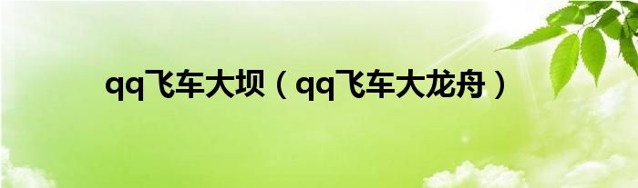 qq飞车大坝（qq飞车大龙舟）